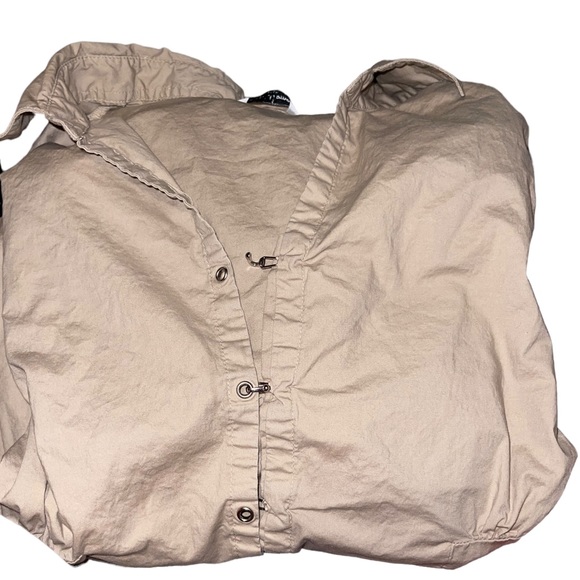 Corset style closures buttons beige button down blouse - Picture 3 of 7